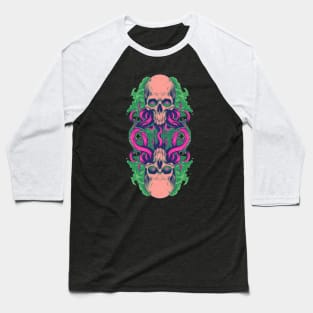 Double Skull Tentacles Octopus Baseball T-Shirt